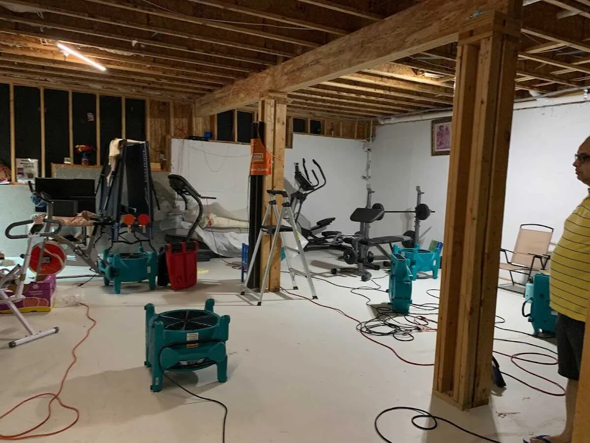 Basement drying equipment setup for Contents Cleaning & Restoration in Onalaska